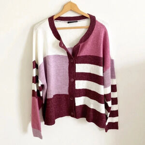 Lane Bryant chunky knit stripped Colorblock Long-Sleeve Cardigan size 22/24